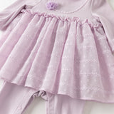 Dave&Bella Baby Girls Purple Long Sleeve Soft Elegant Mesh Rompers