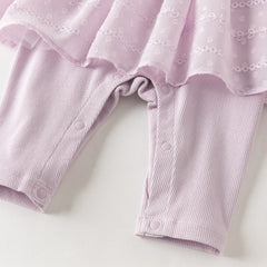 Dave&Bella Baby Girls Purple Long Sleeve Soft Elegant Mesh Rompers