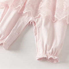 Dave&Bella Baby Girls Sweet Pink Long Sleeve Soft Indoor Mesh Rompers