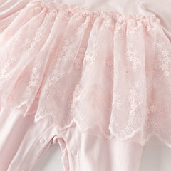 Dave&Bella Baby Girls Sweet Pink Long Sleeve Soft Indoor Mesh Rompers