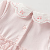 Dave&Bella Baby Girls Sweet Pink Long Sleeve Soft Indoor Mesh Rompers