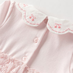 Dave&Bella Baby Girls Sweet Pink Long Sleeve Soft Indoor Mesh Rompers