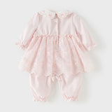 Dave&Bella Baby Girls Sweet Pink Long Sleeve Soft Indoor Mesh Rompers