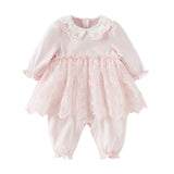 Dave&Bella Baby Girls Sweet Pink Long Sleeve Soft Indoor Mesh Rompers