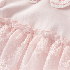 Dave&Bella Baby Girls Sweet Pink Long Sleeve Soft Indoor Mesh Rompers