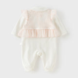 Dave&Bella Baby Girls Cute Light Pink Doll Collar Long Sleeve Soft Rompers