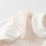 Dave&Bella Baby Girls Cute Light Pink Doll Collar Long Sleeve Soft Rompers