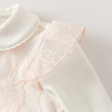 Dave&Bella Baby Girls Cute Light Pink Doll Collar Long Sleeve Soft Rompers