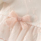 Dave&Bella Baby Girls Cute Light Pink Doll Collar Long Sleeve Soft Rompers
