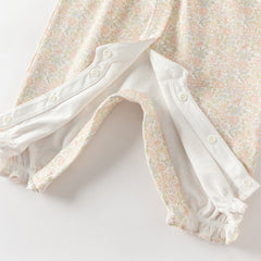 Dave&Bella Baby Girls Summer Cute Floral Print Long Sleeve Cotton Breathable Rompers