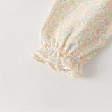 Dave&Bella Baby Girls Summer Cute Floral Print Long Sleeve Cotton Breathable Rompers