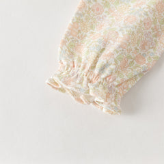 Dave&Bella Baby Girls Summer Cute Floral Print Long Sleeve Cotton Breathable Rompers