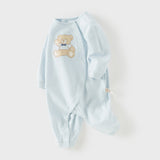 Dave&Bella Baby Boys Cute Bear Light Blue Soft Cotton Rompers