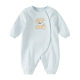 Dave&Bella Baby Boys Cute Bear Light Blue Soft Cotton Rompers