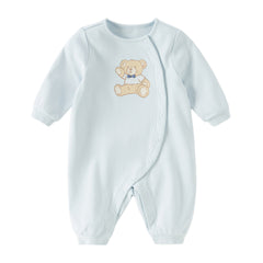 Dave&Bella Baby Boys Cute Bear Light Blue Soft Cotton Rompers
