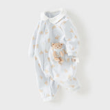 Dave&Bella Baby Girls/Boys Cute Playful Bear Print Blue/Pink Soft Cotton Rompers