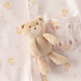 Dave&Bella Baby Girls/Boys Cute Playful Bear Print Blue/Pink Soft Cotton Rompers