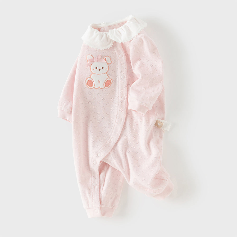 Dave&Bella Baby Girls Sweet Pink Breathable Cotton Soft Indoor Rompers