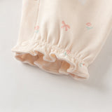 Dave&Bella Baby Girls Sweet Pink Print Long Sleeve Indoor Comfortable Rompers