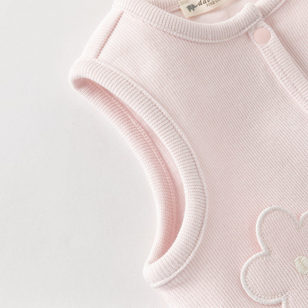 Dave&Bella Baby Girls Pink Floral Long Sleeve Two-piece Indoor Soft Cotton Rompers