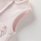 Dave&Bella Baby Girls Pink Floral Long Sleeve Two-piece Indoor Soft Cotton Rompers