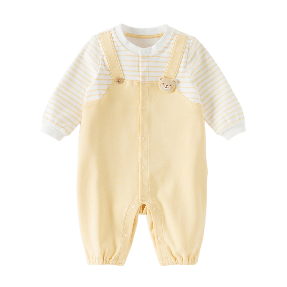 Dave&Bella Baby Girls/Boys Yellow/Light Pink Comfortable Cotton Cartoon Rompers