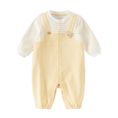 Dave&Bella Baby Girls/Boys Yellow/Light Pink Comfortable Cotton Cartoon Rompers