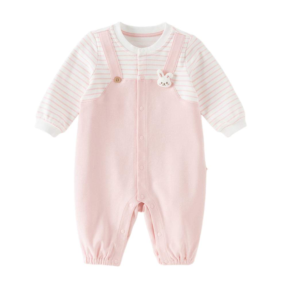 Dave&Bella Baby Girls/Boys Yellow/Light Pink Comfortable Cotton Cartoon Rompers