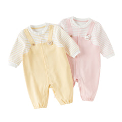 Dave&Bella Baby Girls/Boys Yellow/Light Pink Comfortable Cotton Cartoon Rompers