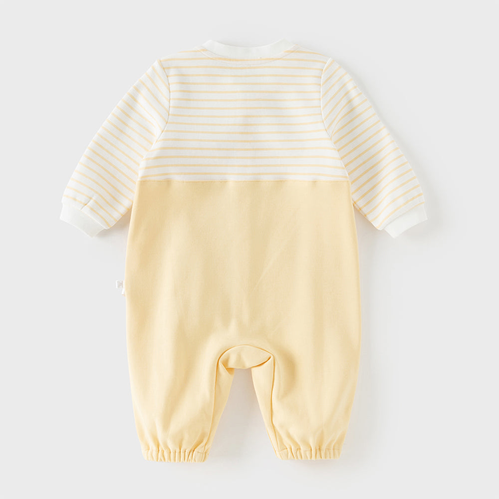 Dave&Bella Baby Girls/Boys Yellow/Light Pink Comfortable Cotton Cartoon Rompers