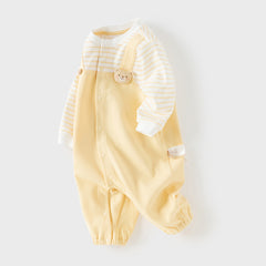 Dave&Bella Baby Girls/Boys Yellow/Light Pink Comfortable Cotton Cartoon Rompers