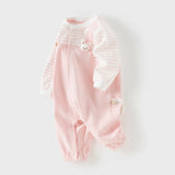 Dave&Bella Baby Girls/Boys Yellow/Light Pink Comfortable Cotton Cartoon Rompers