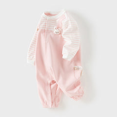 Dave&Bella Baby Girls/Boys Yellow/Light Pink Comfortable Cotton Cartoon Rompers