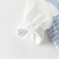 Dave&Bella Baby Boys Stylish Blue White Striped Cute Puppy Soft Cotton Rompers