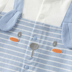 Dave&Bella Baby Boys Stylish Blue White Striped Cute Puppy Soft Cotton Rompers