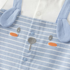 Dave&Bella Baby Boys Stylish Blue White Striped Cute Puppy Soft Cotton Rompers