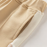 Dave&Bella Toddler Girls Beige Preppy-Style Sailor Collar Cozy Pant Suits