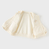 Dave&Bella Toddler Girls Beige Preppy-Style Sailor Collar Cozy Pant Suits