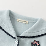 Dave&Bella Toddler Girls Light Blue Turndown Collar Simple Cozy Cotton Cardigans