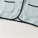 Dave&Bella Toddler Girls Light Blue Turndown Collar Simple Cozy Cotton Cardigans