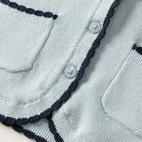 Dave&Bella Toddler Girls Light Blue Turndown Collar Simple Cozy Cotton Cardigans