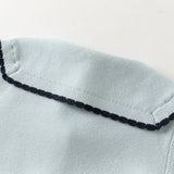 Dave&Bella Toddler Girls Light Blue Turndown Collar Simple Cozy Cotton Cardigans