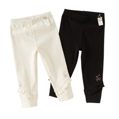 Dave&Bella Toddler Girls Sweet Black/Apricot Stretchable Slim Leggings