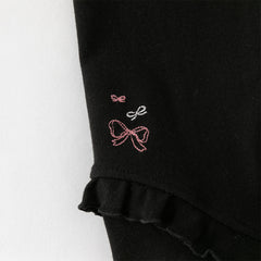 Dave&Bella Toddler Girls Sweet Black/Apricot Stretchable Slim Leggings