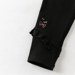 Dave&Bella Toddler Girls Sweet Black/Apricot Stretchable Slim Leggings