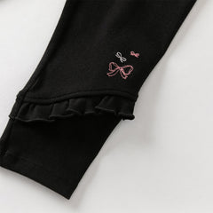 Dave&Bella Toddler Girls Sweet Black/Apricot Stretchable Slim Leggings