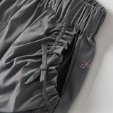 Dave&Bella Toddler Girls Pink/Dark Grey Bow Print Wide Casual Pants