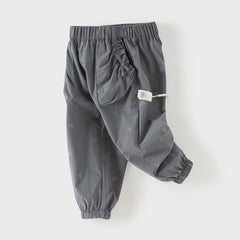 Dave&Bella Toddler Girls Pink/Dark Grey Bow Print Wide Casual Pants