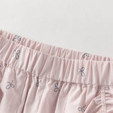 Dave&Bella Toddler Girls Pink/Dark Grey Bow Print Wide Casual Pants