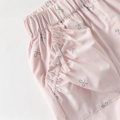 Dave&Bella Toddler Girls Pink/Dark Grey Bow Print Wide Casual Pants